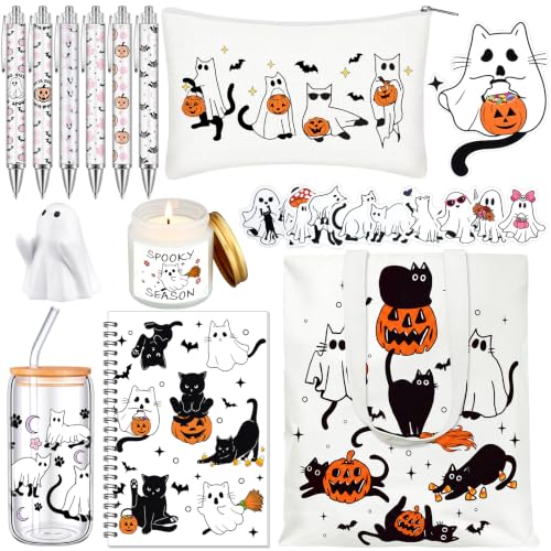 Ghost Cat Halloween Gift Basket Set - Boo Basket Stuffers for Women