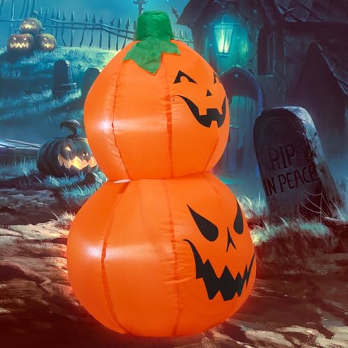 Halloween Inflatable Pumpkin Decoration - 3.5 Feet Tall with LED Lights - Variation of 3.5FT Halloween 2 Pumpkins