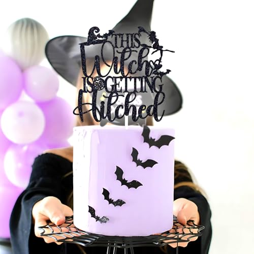 Halloween Witch Wedding Cake Topper - Spooky Bridal Shower & Bachelorette Decor