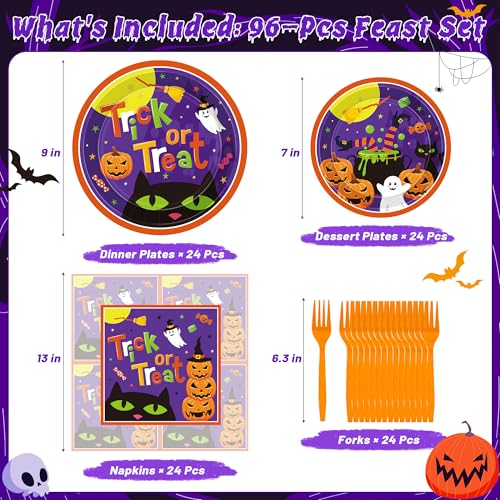 Halloween Disposable Dinnerware Set - 96 Pcs Plates, Napkins & Utensils - Variation: Halloween