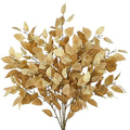 Artificial Fall Birch Leaves Stem - Light Brown 6 Pcs Faux Autumn Greenery, 33.4" Tall for Thanksgiving & Wedding Decor