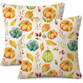 Pumpkin & Maple Leaf Fall Throw Pillow Covers Set of 2 - 18x18 Inches