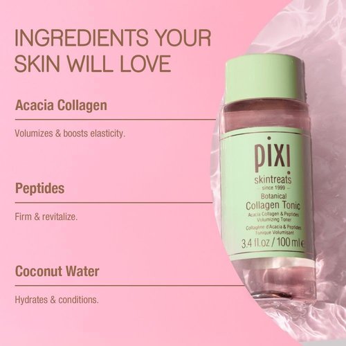 Pixi Botanical Collagen Tonic - Volumizing & Hydrating Toner with Peptides | Alcohol-Free, 250 ml / 8.5 fl oz