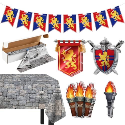 Medieval Renaissance Halloween Party Decorations Set - Banner, Cards, Tablecloth