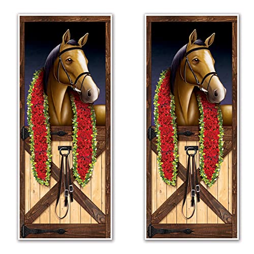 Horse Racing Door Covers - 2 Pack, 6ft x 30in Equestrian Party Decorations - Horse / 2 Pack