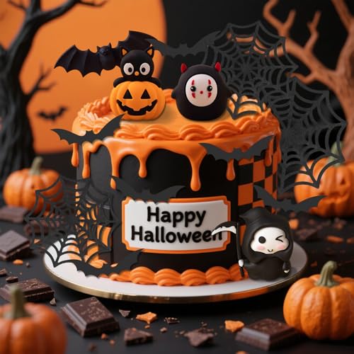 Halloween Cake Toppers Pumpkin Spider Web Decorations Set - 14 pcs