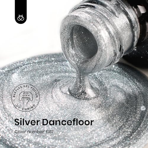 Pearl Silver Glitter Gel Nail Polish - Long Lasting Sparkle & Shimmer - 15ML - Silver Dancefloor Variation