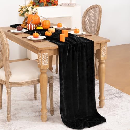 Velvet Table Runner 20x120 Inches Black Fall Winter Elegant Dining Decor - Variation of THIS listing