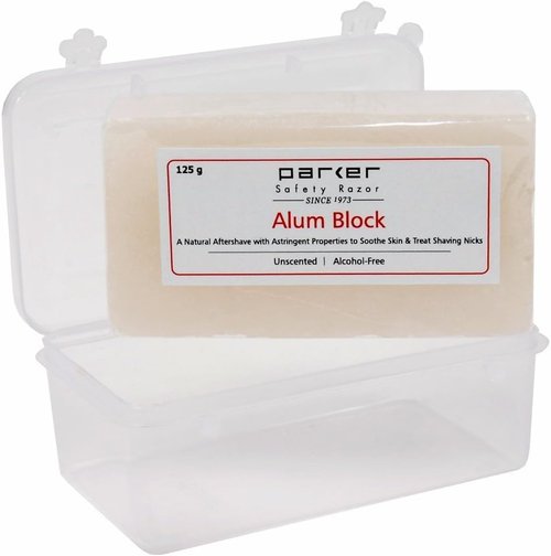Parker Large Alum Block with Travel Case (125 g./4.4 oz.) - A Natural Aftershave with Antiseptic Properties - an Essential Item for Every Wet Shaver