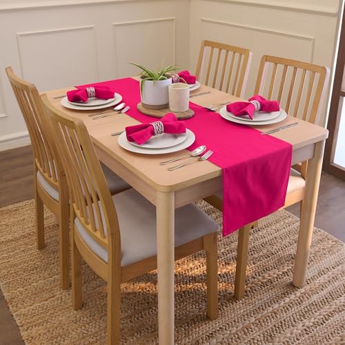 Reusable Cotton Cloth Napkins - 17x17 Inches Set of 12 Hot Pink