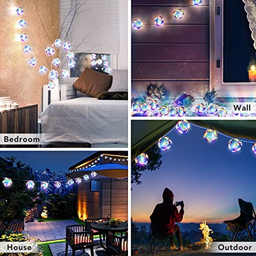 Lotus Ball-20 LED Globe Disco Ball Mirror String Lights - 10ft USB & Battery Powered Fairy Lights, Eid Ramadan & Party Decor