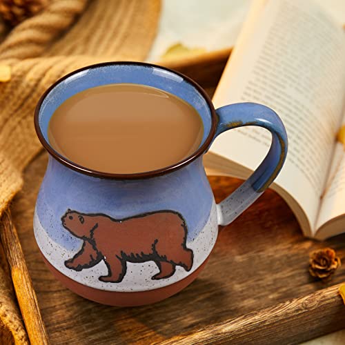 MPotTo Ceramic Polar Bear Mug 16 oz Blue - Cute Handcrafted Coffee Cup, Dishwasher & Microwave Safe, Variation: Bear