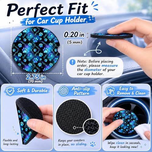 Retro Architecture & Black Cat Car Coaster Set - Neoprene Cup Holders for Vehicles