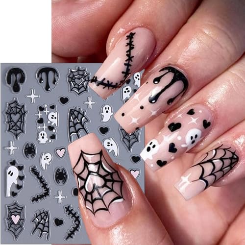 Halloween Nail Stickers Set - Ghost, Spider, Bat Web Decals for Nail Art