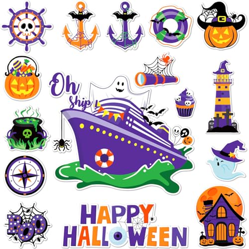 Halloween Door Magnets 16 Pack - Spooky Pumpkin & Ghost Decorations Waterproof Reusable