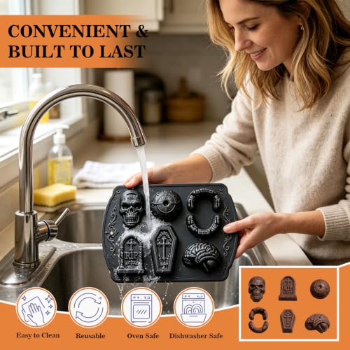 Skull Cake Pan Silicone Mold Halloween Baking & Party Ice Cube Set - Variation B