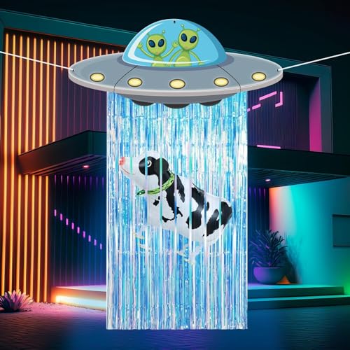 Alien Party Door Banner & Tinsel Curtain Halloween Decor Set