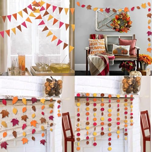 Fall Bunting Banner Thanksgiving Decorations Autumn Garlands & Flags