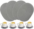 Gray Oval Woven Placemat Set of 4 with Round Coasters - Cotton Rope Table Mats