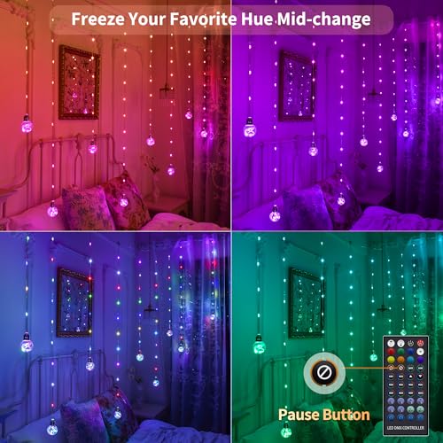 Color Changing USB Curtain Lights - RGB LED Fairy String with Remote App Control