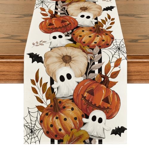 Halloween Table Runner 13x72 Inch Beige Polyester Home Party Decor - Artoid Mode