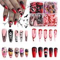 Halloween Press On Nails 96 Pcs with Adhesive Tabs - Pumpkin Spider Bat Design - Halloween Nail Art - Variation: Halloween Nail 1 Box