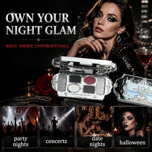 Cyberpunk Night Eyeshadow Palette - 6 Color Goth Eye Makeup Set for Women