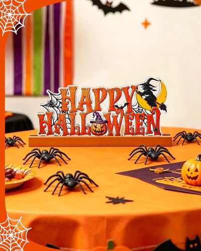 Halloween Wooden Tabletop Sign Decor - Spooky Home Centerpiece