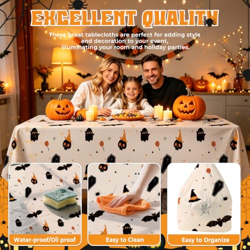 Halloween Plastic Tablecloth 54x108 Inches - 8 Pack, Milk White Grimace, Rectangular, Disposable Party Cover for 6-8 Foot Tables