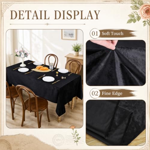 Black Velvet Tablecloth 55x120 Inch Rectangular Halloween Luxury Table Cover - QueenDream
