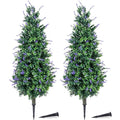 3ft Lavender Artificial Topiary Trees Set of 2 Outdoor Faux Plants - UV Resistant, Realistic Bushes for Garden & Porch (Lavender, 36in)