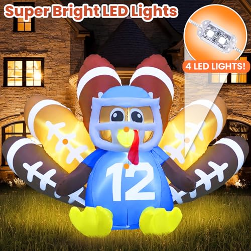 8FT Thanksgiving Inflatable Turkey with LED Lights - Outdoor Garden Decor - Variation of Turkey #12