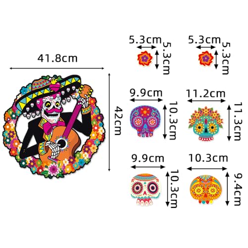 Day of the Dead Hanging Decorations - Mexican Paper Garlands & Skull Ornaments for Halloween & Fiesta