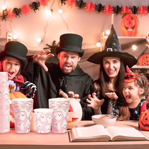 Halloween Ghost Paper Cups 9oz Pink Ghost Party Supplies 100 Pack
