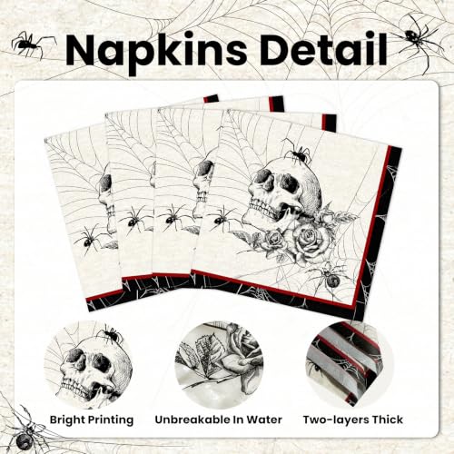 Black Gothic Halloween Paper Napkins 6.5 Inch - 100 pcs Halloween Party Supplies