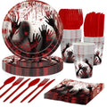 Bloody Halloween Party Dinnerware Set for 24 Guests - Zombie Horror Plates & Napkins
