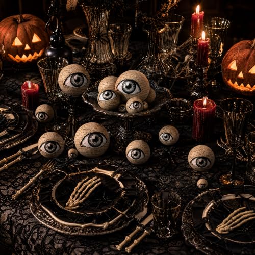 16 Pcs Halloween Eyeball Orbs Set - Realistic Scary Eye Decorations in 4 Sizes