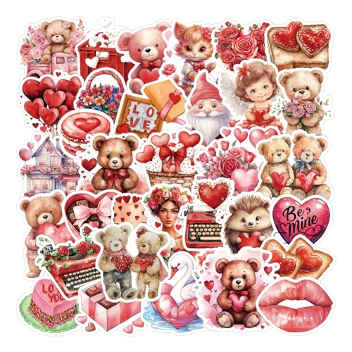 Valentine's Day Sticker Set - 100pcs Heart, Floral & Phrase Decals for Gifts & Decor