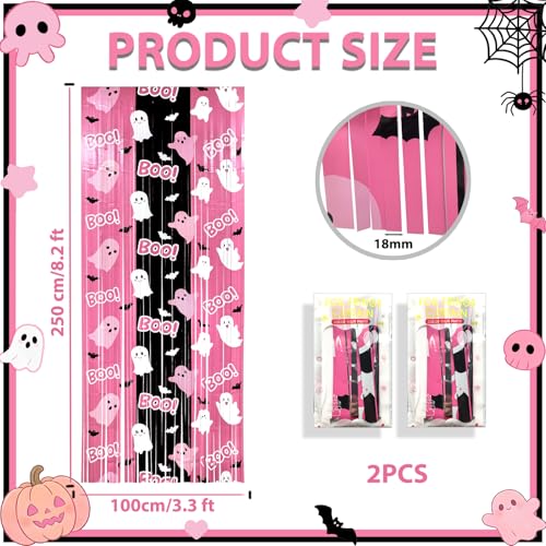 Pink Ghost Halloween Backdrop - 2 Pack, 3.3x8.2ft Party Decorations for Baby Showers & Birthday