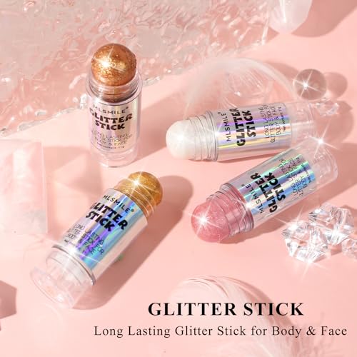 Multi-Use White Roll-On Face & Body Glitter Stick - Moisturizing & Brightening - Portable Cosmetic