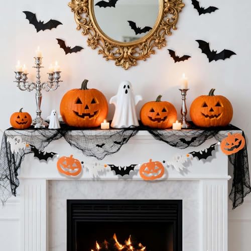 Halloween Felt Garland Banner with Ghost Bat Pumpkin - 3 Pack, Ghost Bat Pumpkin #1