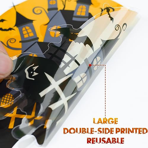 Halloween Window Clings Decor - 6 Sheets Reusable Spooky Stickers for Indoor Party Decorations