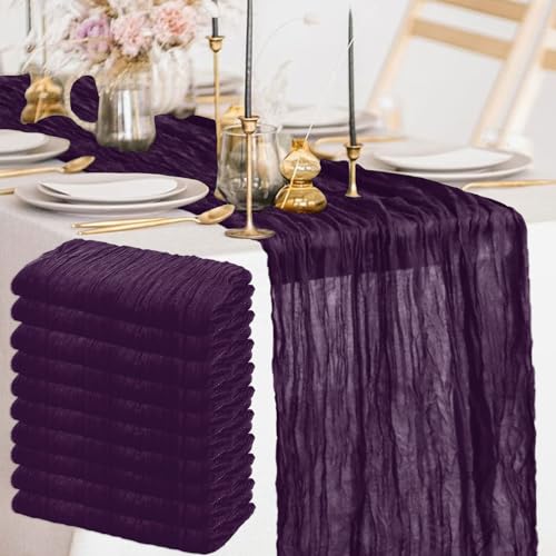 Purple Cheesecloth Table Runner 35" x 10FT - Pack of 10 for Wedding & Party Decor