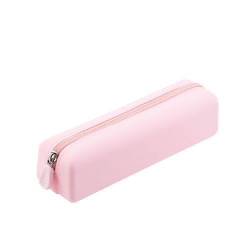 RSRSLEII Cute Silicone Makeup Brush Holder, Soft Portable Cosmetic Brush Bag with Zipper, Travel Makeup Brush Case(01Lightpink)