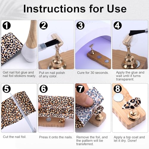 SmallCat 20 Pcs Leopard Nail Transfer Foil for DIY Manicure Style 3