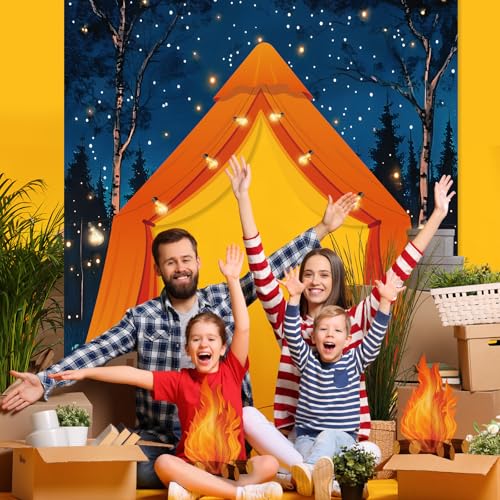 Camping Party Door Banner Set with Campfire & Forest Scene Decorations