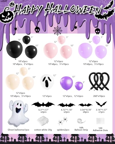 Pink Halloween Balloon Arch Kit for Party Decorations - Pink Black Purple Variation