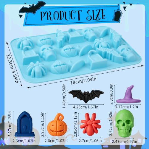 Halloween Silicone Mold Set - 18-Cavity Spider Skull Pumpkin Mold - 3 Pieces