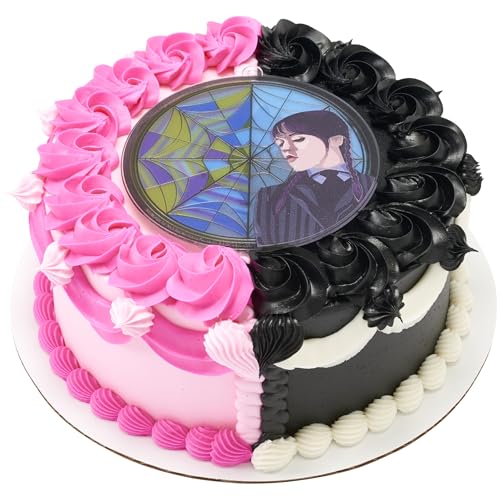 Wednesday Addams Cake Topper - Stained Glass Effect, Food Safe, 4.8"