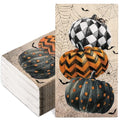 Halloween Guest Napkins - Vintage Spiderweb Pumpkin Design, 100Pcs